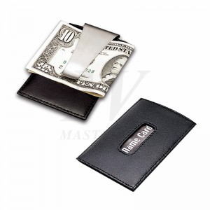 Bolsa de tarjeta de crédito de cuero / metal con dinero Clip_B82866